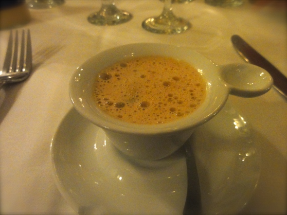 Mussel soup with sherry at Bistro de Paris